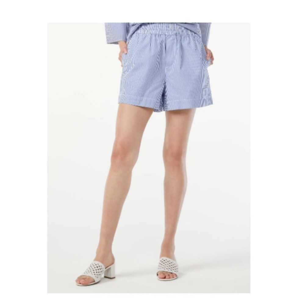 Free Assembly || Blue Striped Organic Cotton Boxer Style Shorts Size M